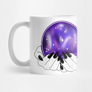 Galaxy Crystal Ball with Hands Mug
